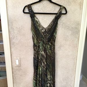 GORGEOUS Silk Dress; multi-tone, gold appliqués